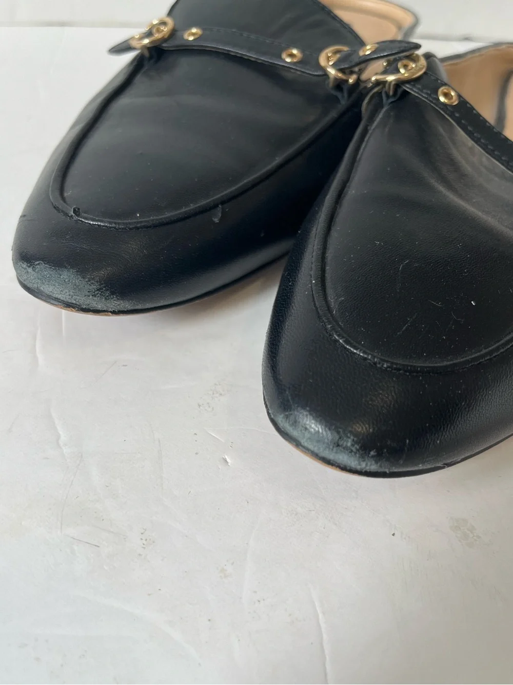 Coach Irene Black Leather point-toe Slip-On Mule Loafers size 9B
